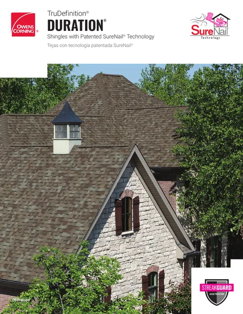 Owens Corning TruDefinition Duration architectural shingle system with SureNail technology