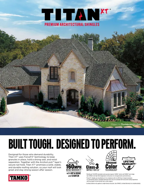 TAMKO Titan XT high-wind dimensional asphalt shingle roofing system