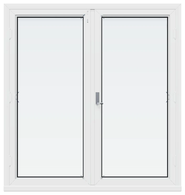 White double French impact door with two full-glass leaves