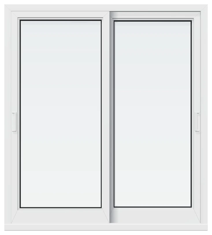 White two-panel sliding glass impact door